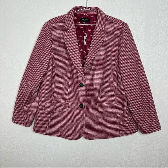 Talbots Jackets & Blazers - Talbots hounds tooth blazer women's size 20W burgundy white